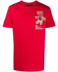 T-shirt à col rond imprimé rouge Philipp Plein