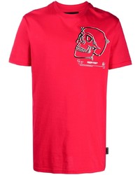 T-shirt à col rond imprimé rouge Philipp Plein