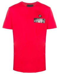 T-shirt à col rond imprimé rouge Philipp Plein