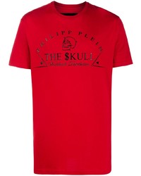 T-shirt à col rond imprimé rouge Philipp Plein