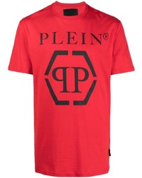 T-shirt à col rond imprimé rouge Philipp Plein