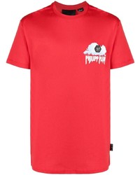 T-shirt à col rond imprimé rouge Philipp Plein