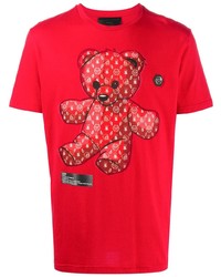 T-shirt à col rond imprimé rouge Philipp Plein