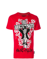 T-shirt à col rond imprimé rouge Philipp Plein