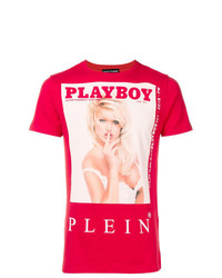 T-shirt à col rond imprimé rouge Philipp Plein