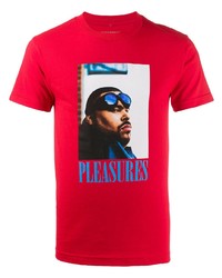 T-shirt à col rond imprimé rouge Pleasures
