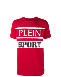 T-shirt à col rond imprimé rouge Plein Sport