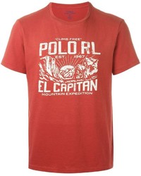 T-shirt à col rond imprimé rouge Polo Ralph Lauren