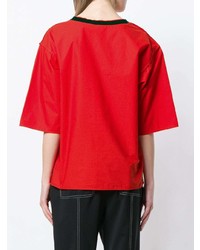 T-shirt à col rond imprimé rouge Philosophy di Lorenzo Serafini