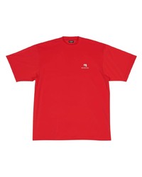 T-shirt à col rond imprimé rouge Balenciaga