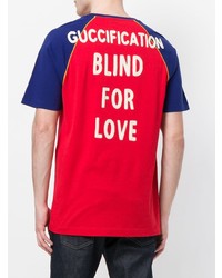 T-shirt à col rond imprimé rouge Gucci