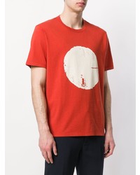 T-shirt à col rond imprimé rouge Folk
