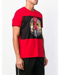 T-shirt à col rond imprimé rouge Just Cavalli