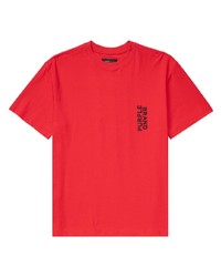 T-shirt à col rond imprimé rouge purple brand