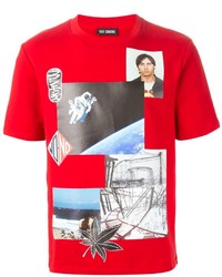 T-shirt à col rond imprimé rouge Raf Simons