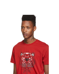 T-shirt à col rond imprimé rouge Kenzo