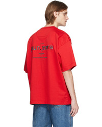 T-shirt à col rond imprimé rouge Juun.J