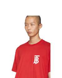 T-shirt à col rond imprimé rouge Burberry
