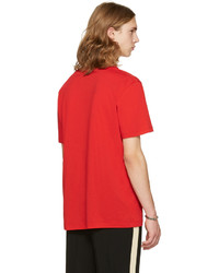 T-shirt à col rond imprimé rouge Gucci