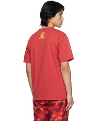 T-shirt à col rond imprimé rouge BAPE