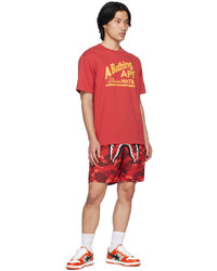 T-shirt à col rond imprimé rouge BAPE