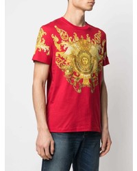 T-shirt à col rond imprimé rouge VERSACE JEANS COUTURE