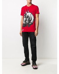 T-shirt à col rond imprimé rouge Philipp Plein