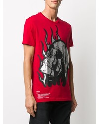 T-shirt à col rond imprimé rouge Philipp Plein