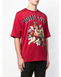 T-shirt à col rond imprimé rouge Dolce & Gabbana