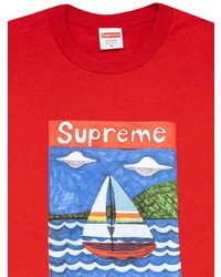 T-shirt à col rond imprimé rouge Supreme