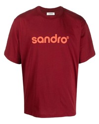 T-shirt à col rond imprimé rouge Sandro