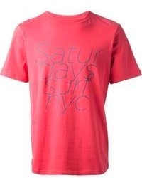 T-shirt à col rond imprimé rouge Saturdays Surf NYC