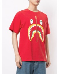 T-shirt à col rond imprimé rouge A Bathing Ape