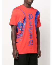 T-shirt à col rond imprimé rouge Philipp Plein