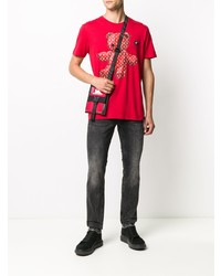 T-shirt à col rond imprimé rouge Philipp Plein