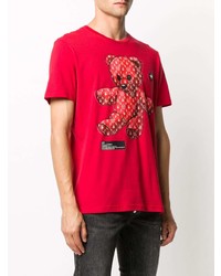 T-shirt à col rond imprimé rouge Philipp Plein