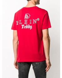 T-shirt à col rond imprimé rouge Philipp Plein