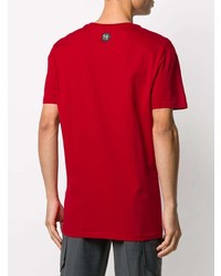 T-shirt à col rond imprimé rouge Philipp Plein