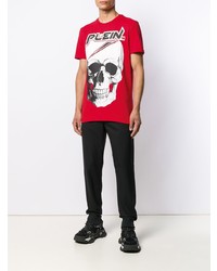 T-shirt à col rond imprimé rouge Philipp Plein