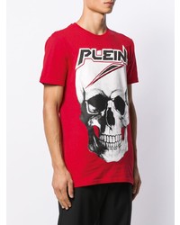 T-shirt à col rond imprimé rouge Philipp Plein