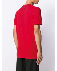 T-shirt à col rond imprimé rouge Philipp Plein