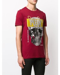 T-shirt à col rond imprimé rouge Philipp Plein