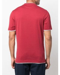 T-shirt à col rond imprimé rouge Brunello Cucinelli