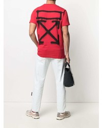 T-shirt à col rond imprimé rouge Off-White