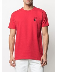 T-shirt à col rond imprimé rouge Off-White