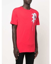 T-shirt à col rond imprimé rouge Philipp Plein