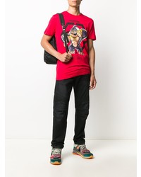 T-shirt à col rond imprimé rouge Philipp Plein