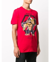 T-shirt à col rond imprimé rouge Philipp Plein