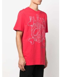 T-shirt à col rond imprimé rouge Philipp Plein