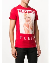 T-shirt à col rond imprimé rouge Philipp Plein